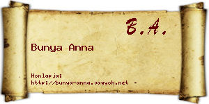 Bunya Anna névjegykártya